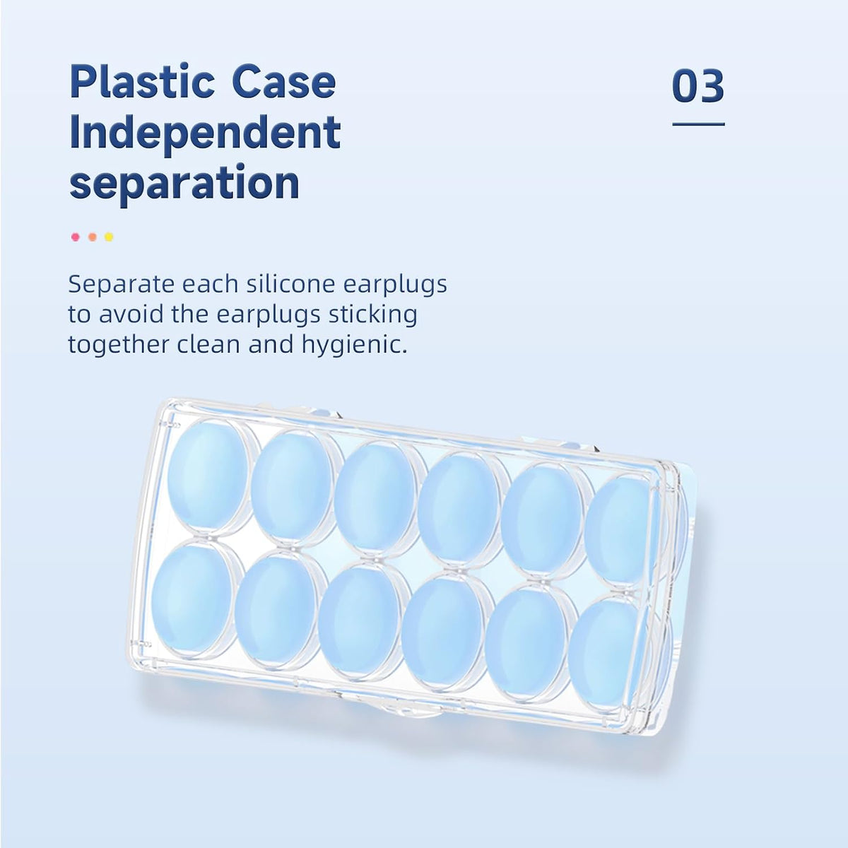 LYSIAN 27dB Moldable Silicone Ear Plugs for Sleep and Swim, 6 Pairs, Blue