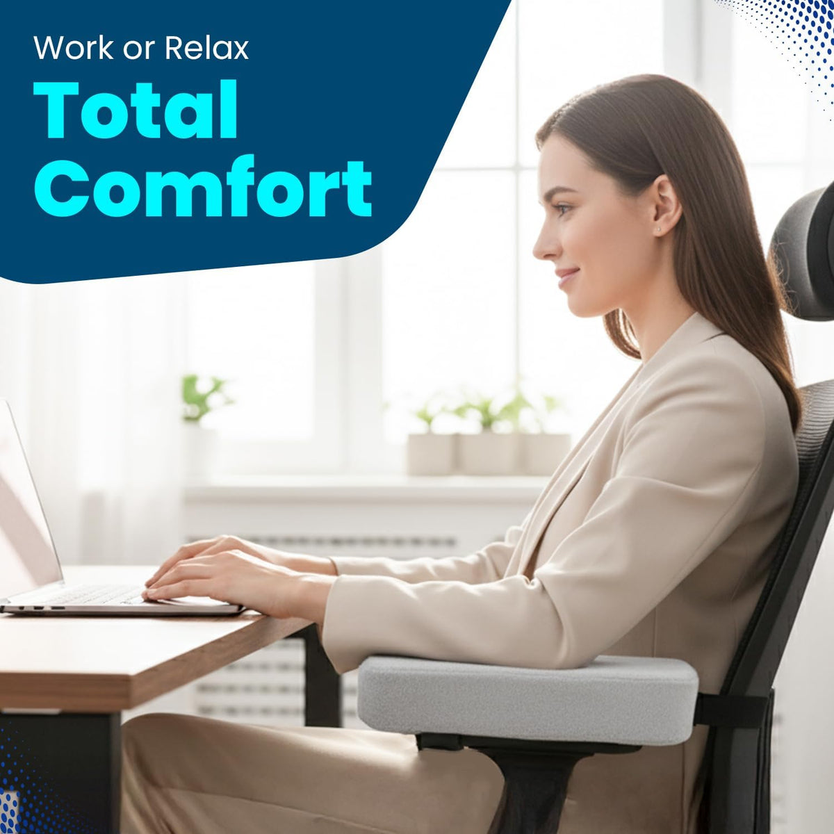Arm Rest Cushion - Set of 2 Office Chair Arm Pads for Elbow Pain Relief - Computer Office Chair Arm Covers for Comfortable Desk Setup