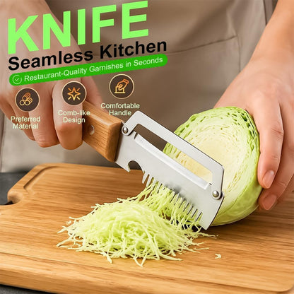 Multifunctional Vegetable Peeler and Julienne Peeler, Stainless Steel Shredder with Wooden Handle and Bottle Opener for Potatoes Carrots Cucumbers Cabbage and Fruit (1Pc)