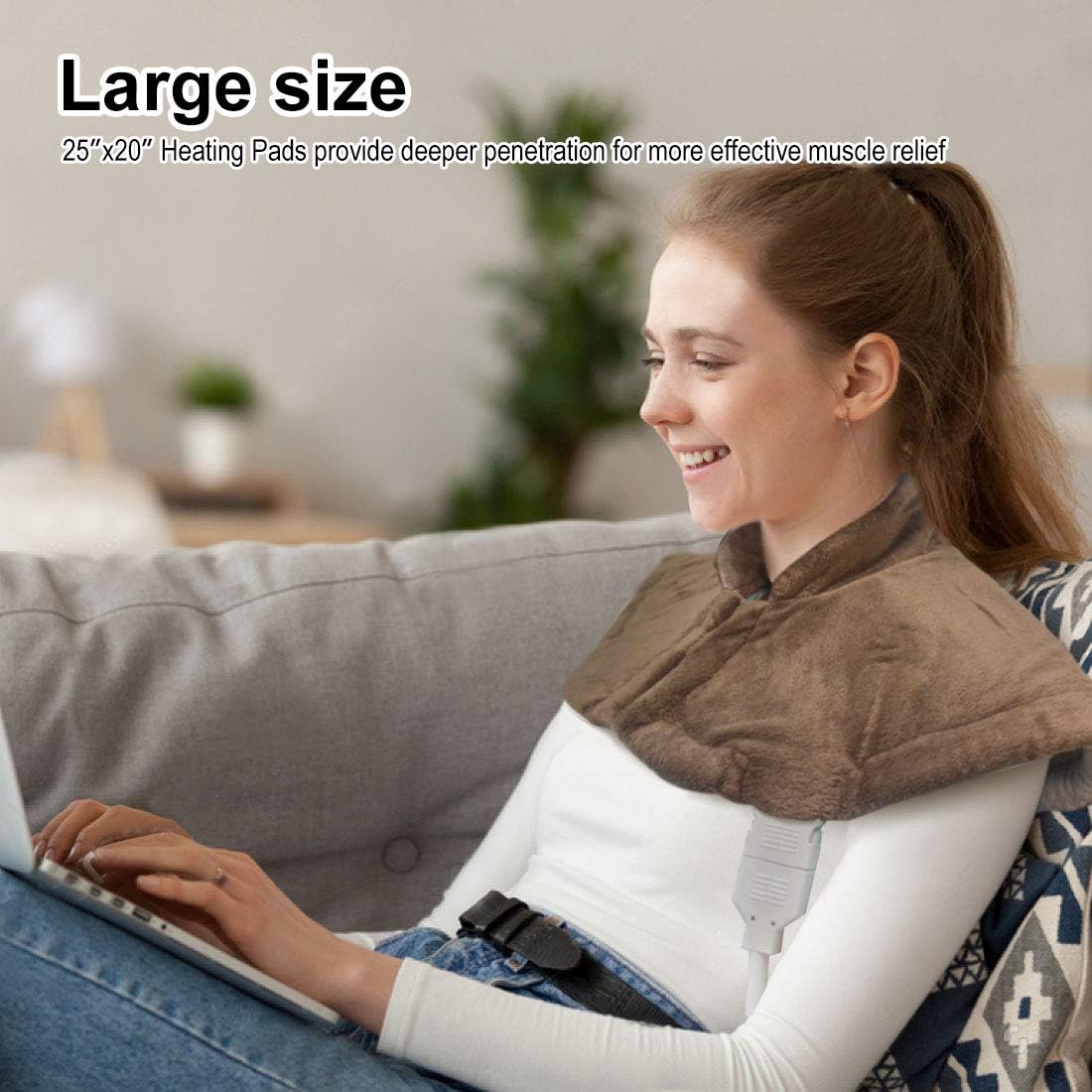 Heating Pad for/Shoulders/Neck/Back/Waist/AbdomenPain and Wrap Cramps Relief - Moist and Dry Heat Therapy with Auto-Off Electric Hot Heated Pad by GOQOTOMO-20 x25“ HW-PJ