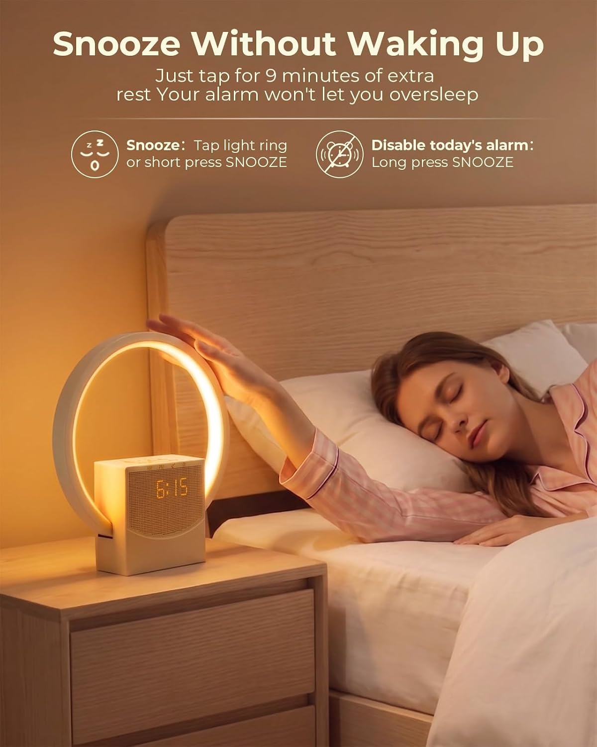 Sunrise Alarm Clock with White Noise Machine, 10 Soothing Sounds, Wake Up Light with Sleep Timer, 4-Level Touch Night Light, USB Port, Digital Alarm Clocks for Bedroom Heavy Sleepers Adults