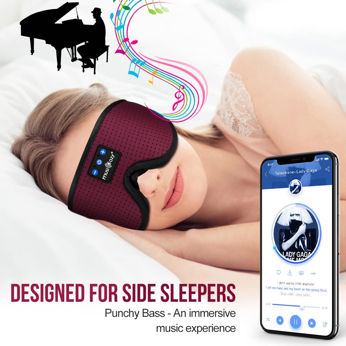 MUSICOZY Sleep Headphones Bluetooth 5.4 Sleep Mask with HD Sound