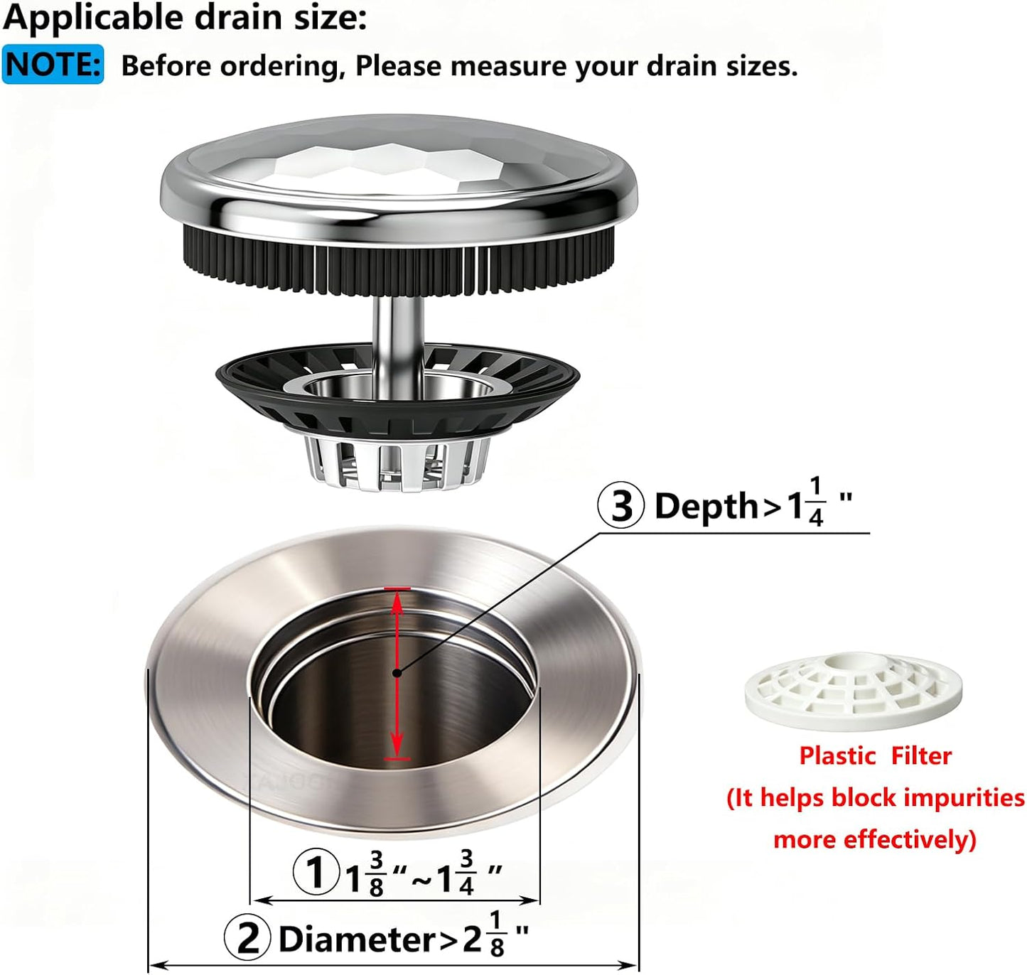 XAJOON Bathtub Drain Hair Catcher，Bathtub Protector Suitable for Bathroom Bathtub, Pop-Up Drains. (Patented Product)