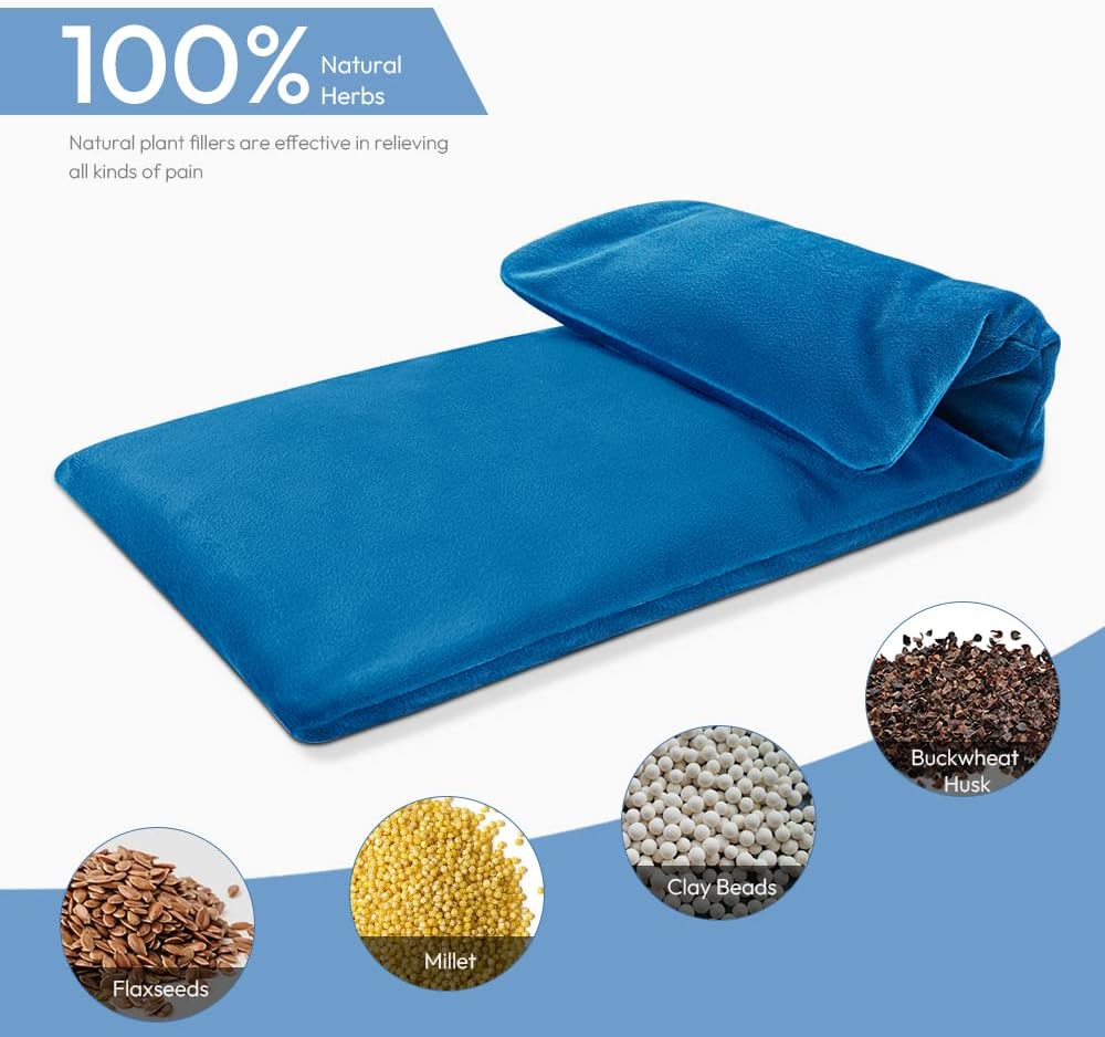 Microwave Heating Pad 6 x 12 Small Heating Pad Microwave, Microwave Bean Bag Heating Pad for Neck and Shoulders, Moist Heat Pack Pillow Warm Compress for Knee, Muscles, Joints, Wrist (Dark Blue)