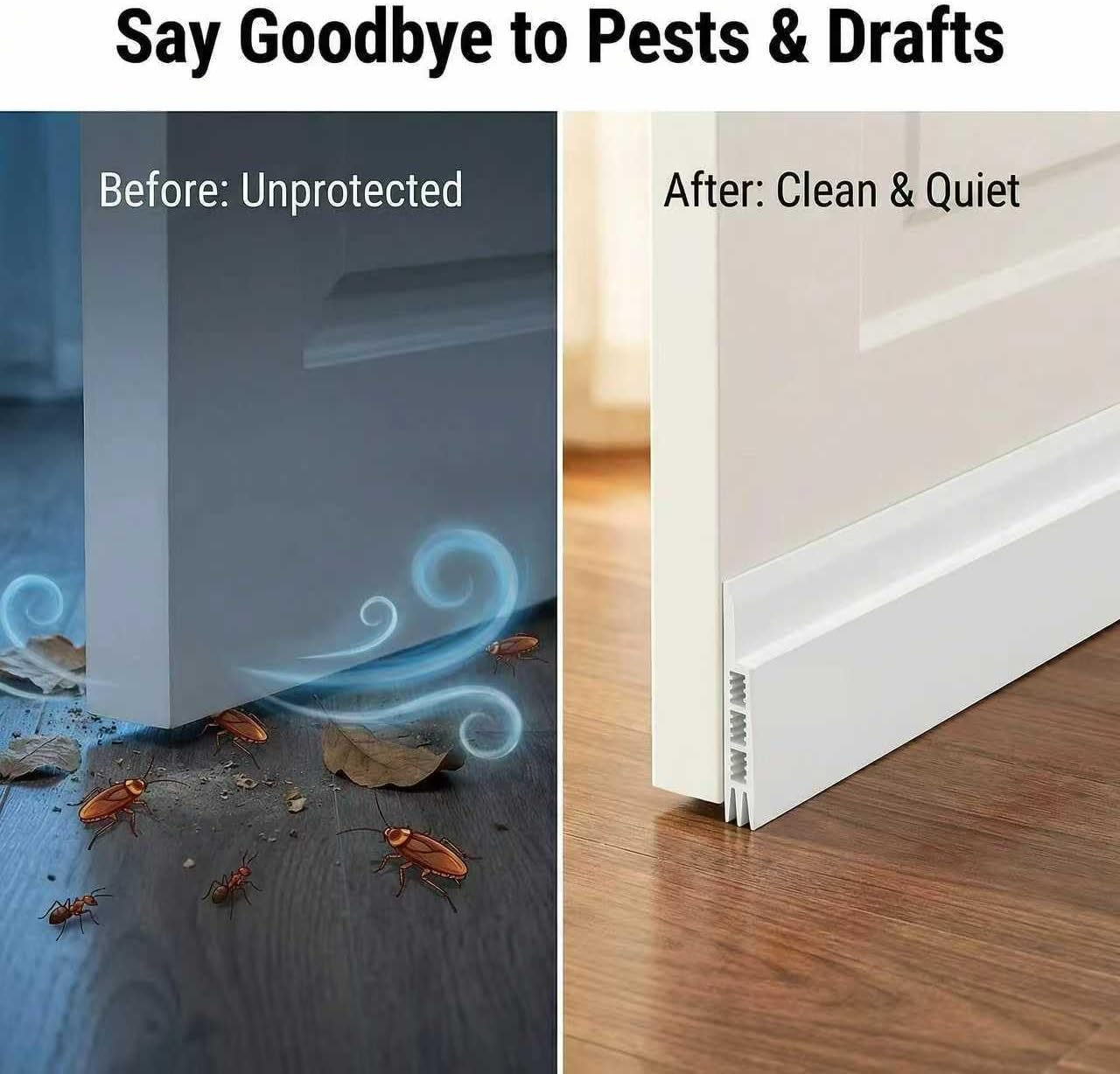 Door Draft Stopper Under Door Draft Blocker Insulator Door Sweep Weather Stripping Noise Stopper Strong Adhesive 43'' Length