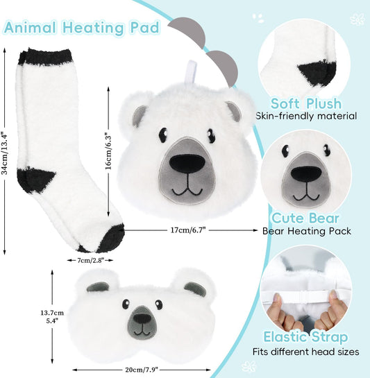 my novel things Microwave Heating Pad with Heated Eye Mask Compress Moist for Relieve Fatigue Period Cramps Uscented Microwavable Heating Pad Cute Bear for Women Birthday Christmas Gifts