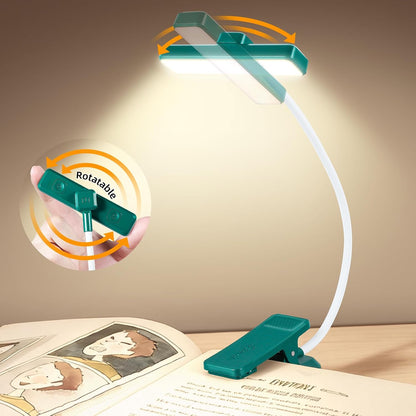 VAVOFO Rechargeable Book Light Rotatable：24 LEDs Reading Light, 3-Color & 9-Brightness Book Lamp, Eye Cared 120Hrs Runtime Lightweight Clip on Led Light for Book Lovers (Black)