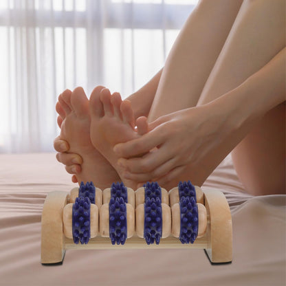 Portable Foot Massager Roller Manual Wooden Acupoint Tool for Foot Muscle Relief and Circulation Compact 5.51X4.72X2.16 Inch Handheld Design