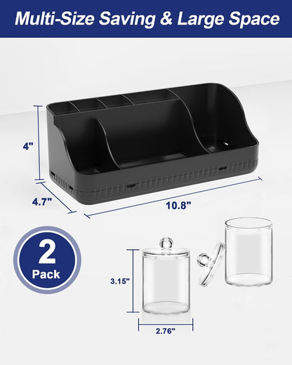 Bathroom Counter Organizer and Storage, 7 Slots Detachable Toothbrush Holders for Bathrooms, Anti-Slip Electric Toothbrush and Toothpaste Holder Countertop Vanity Organizer Accessories for Adults Kids