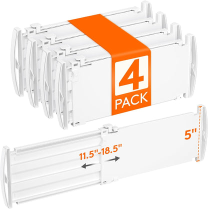 Lifewit 9 Pack 4" High Drawer Dividers, Adjustable Drawer Organizer Clothes | 10.5"-16.5" Expandable White Plastic Separators for Dresser, Kitchen, Cabinet, Nursery, Office, Socks & Underwear Storage