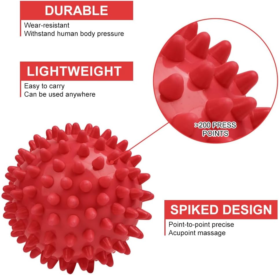 URAQT Spiky Massage Ball Set, 2 Pack Physical Therapy Massage Balls, Hard Lacrosse Ball & Spiky Massage Ball for Myofascial Release and Trigger Point Deep Tissue Massage (Purple)