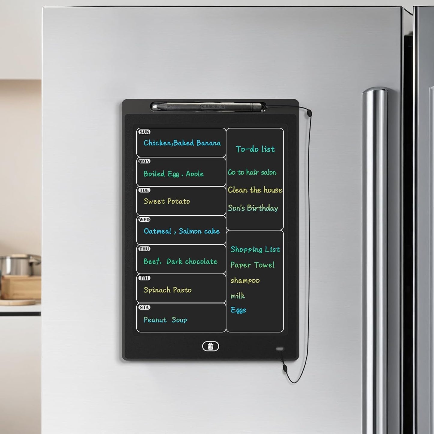 Magnetic Weekly Chore Chart for Adults, 9.8”×6.7” Small to Do List Dry Erase Board for Fridge Grocery Shopping Kitchen Menu Planning Whiteboard Refrigerator Digital Notepad Blackboard Meal Planner
