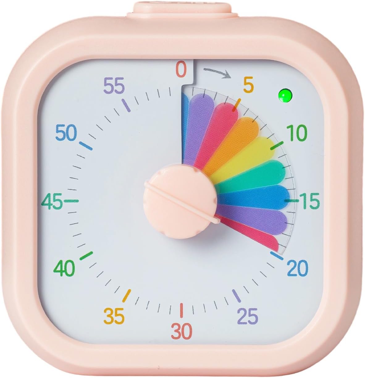 Visual Timer with Rainbow Pattern, 60-Minute Countdown Timer for Kids and Adults, Silent Pomodoro Timer for Classroom, Kitchen, Office & Teaching, Time Management Tool (White)