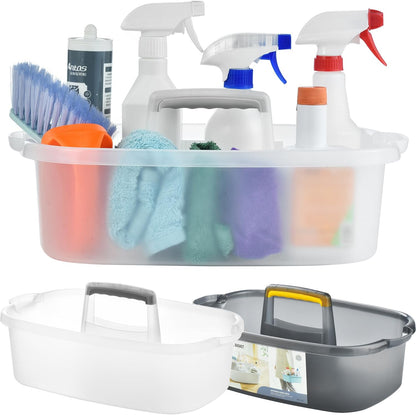 Haundry Large Cleaning Caddy with Handle, Cleaning Tool Storage Basket Organizer, Sturdy Pail Bucket Organizer, Household Bucket for Cleaning Supplies - Clear