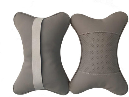 2 Packs Car Neck Pillows, Dual-Side PU Leather Car Headrest with Fiber Filling, Universal Soft Neck Support Pillow for Car, Home & Office (Black)