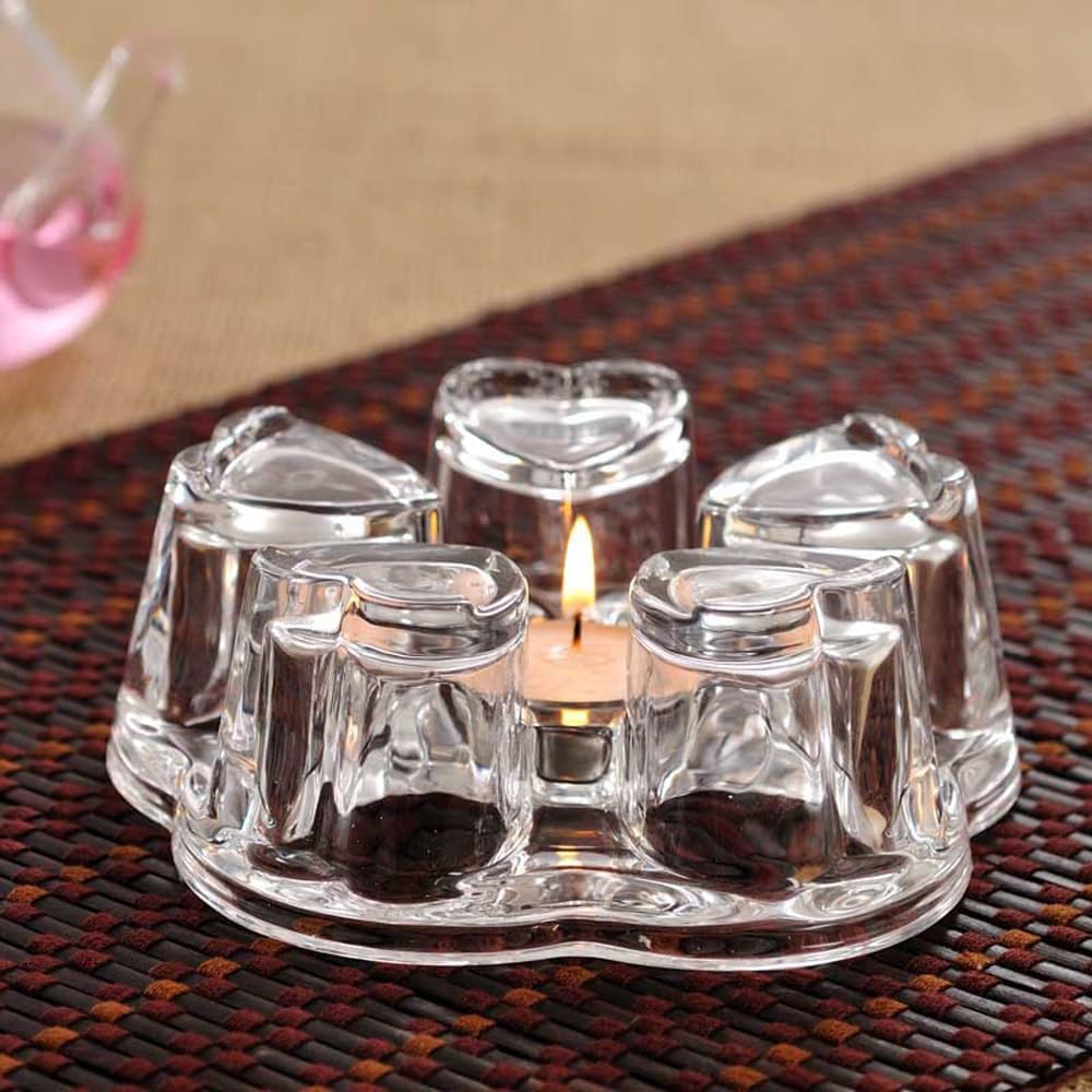 Crystal Teapot Heating Base Glass Teapot Warmer In Heart Shape Heat Resistant for Heating Tea or Beverages