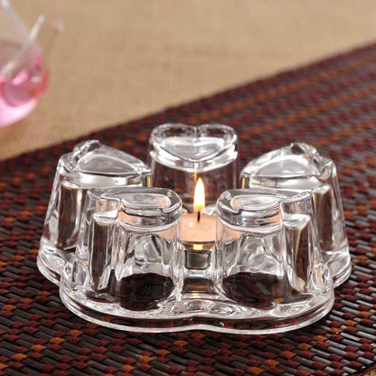 Crystal Teapot Heating Base Glass Teapot Warmer In Heart Shape Heat Resistant for Heating Tea or Beverages