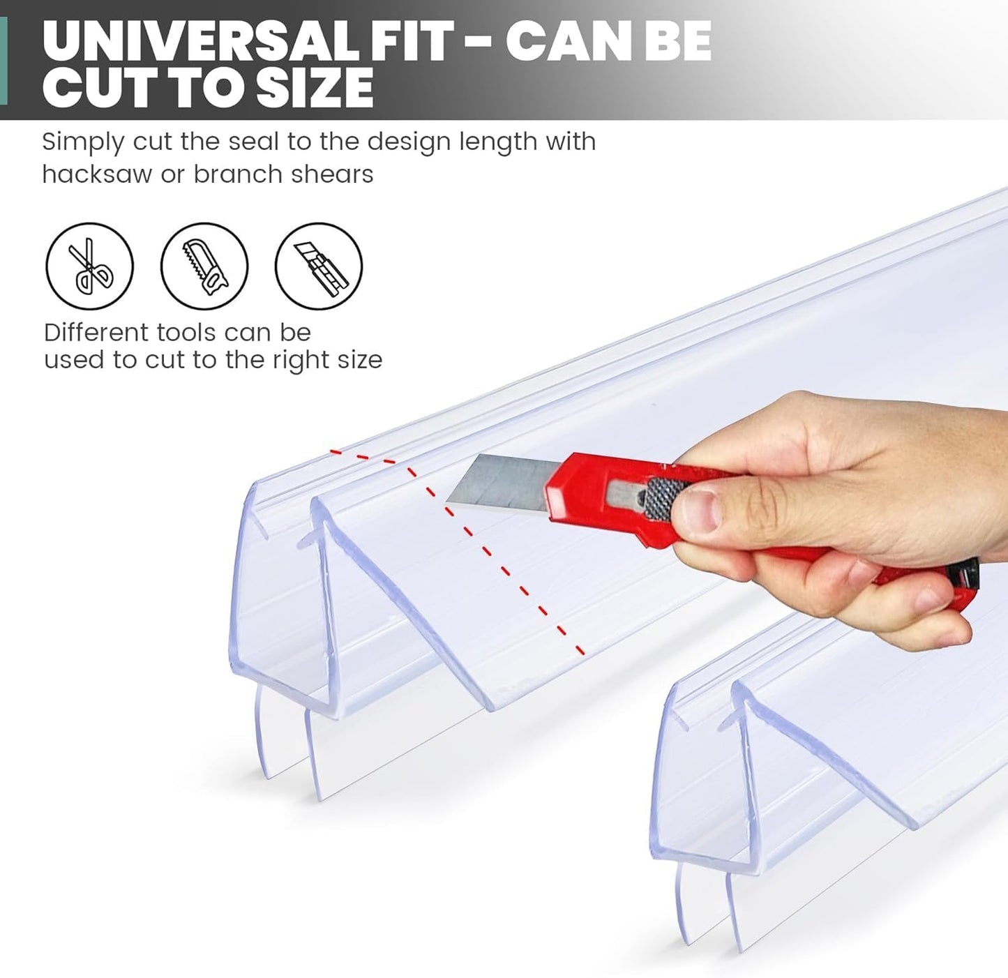 Frameless Shower Door Bottom Seal Strip for 3/8"(10mm) Thick Glass, Super Clear 36 Inch Long 2PCS Shower Door Seal, to Water Block