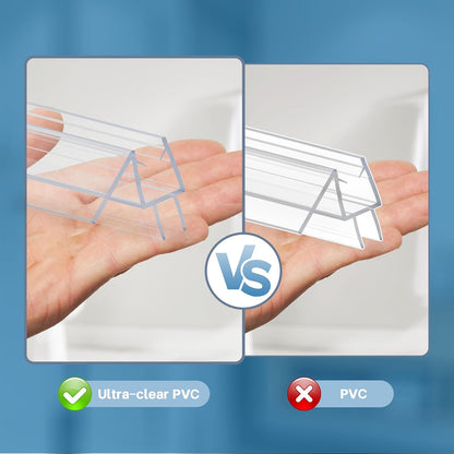 Shower Door Bottom Seal Strip, 2PCS Seal Strip, Ultra Clear PVC, 36" Length, Fits 6mm Thick Glass, Prevents Leaks, Easy Installation, No Adhesive Required (Ultra Clear, 36in for 1/4"(6mm) Door)