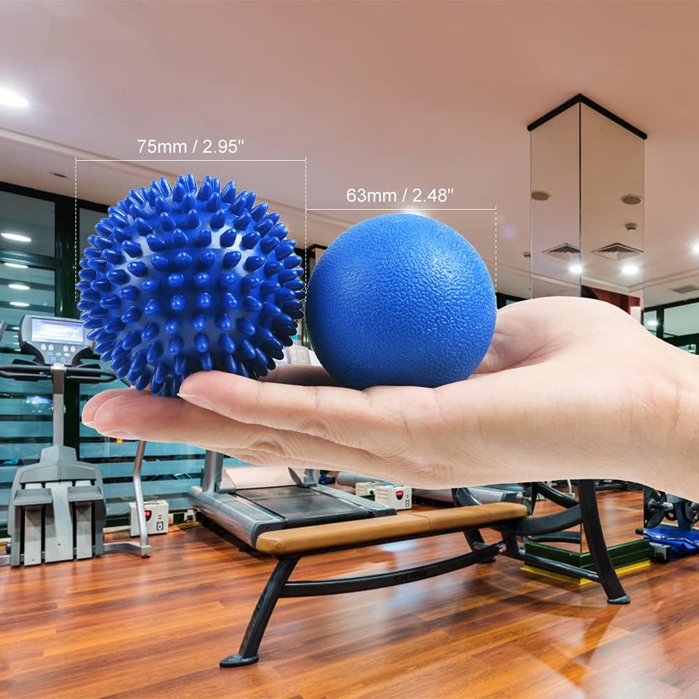 URAQT Spiky Massage Ball Set, 2 Pack Physical Therapy Massage Balls, Hard Lacrosse Ball & Spiky Massage Ball for Myofascial Release and Trigger Point Deep Tissue Massage (Purple)