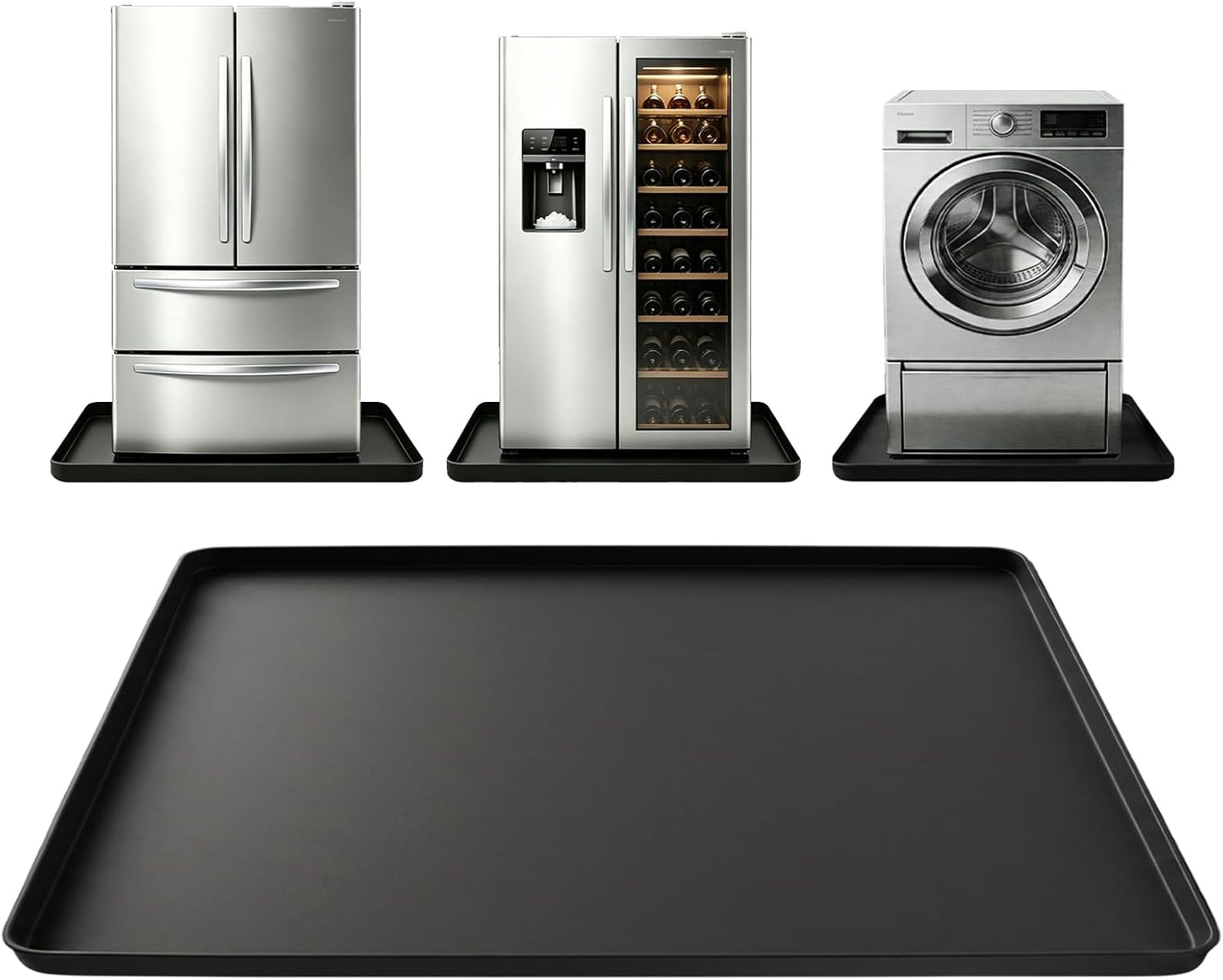 Large 29×29''Silicone Washing Machine Drain Pan,0.98" Raised Edges,Non-Slip Waterproof Drip Tray for Under Washer & Dryer,Anti-Vibration Floor Leak Protector for Refrigerator,Air Fryer,Coffee Maker
