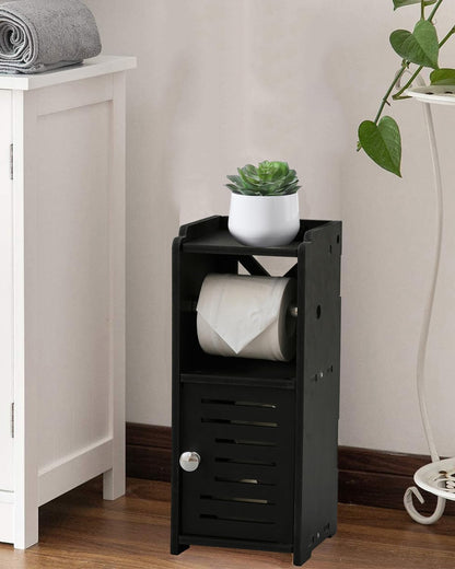 AOJEZOR Toilet Paper Holder Stand: Small Space Bathroom Storage for Renters