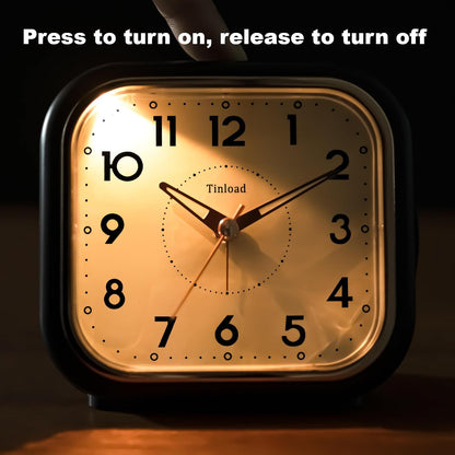 Tinload 4.3" Vintage Retro Analog Alarm Clock, Super Silent Non Ticking Clock with Manual Light, Snooze, Battery Operated, Simply Design, for Living Room, Bedroom, Bedside, Desk(Blue-V2)