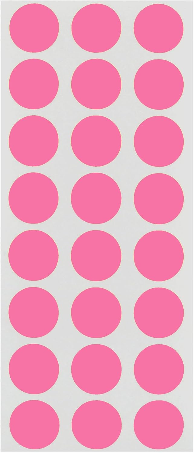 1/2" Removable Dot Stickers, 5 Fluorescent Colors, 1200/Pack | Round Dot Labels in 5 Colors with Writable Matte Paper for Offices, Food Service and Medical Use. Made in USA