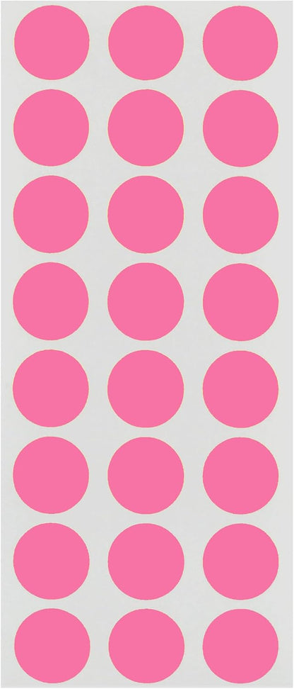 1/2" Removable Dot Stickers, 5 Fluorescent Colors, 1200/Pack | Round Dot Labels in 5 Colors with Writable Matte Paper for Offices, Food Service and Medical Use. Made in USA