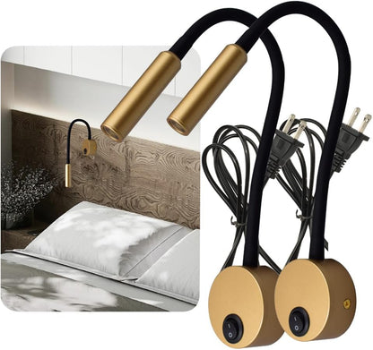 2-Pack Wall Mounted LED Reading Lamp Focused 25° Spotlight for Bedroom headboard Marine Cabin Boat Yacht Interior Light Hotel Suite Hospital Patient Room Bedside Sconce 4.92ft Cord