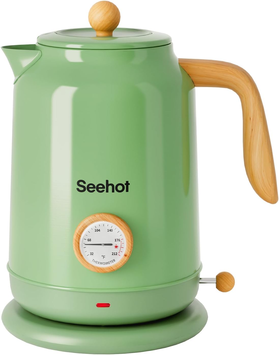 Seehot® Electric Kettle With Thermometer, 1.7L 1200W, Black | Auto shutoff, boil-dry protection,water-contact stainless steel, cordless base for coffee and tea