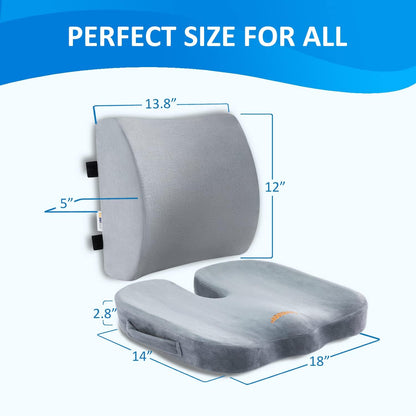 SAIREIDER Seat Cushion and Lumbar Support Pillow for Office Chair, Memory Foam Car Seat Cushions Back Support Pillows, Help Relieve Pain of Back, Lumbar, Tailbone and Sciatic Nerve（Black）