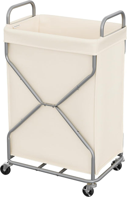 StorageWorks 2 Section Laundry Sorter with Wheels, 160L Beige Hamper Basket | Beige Divided Hamper, Rolling Organizer for Bedroom, Bathroom, College, Apartment