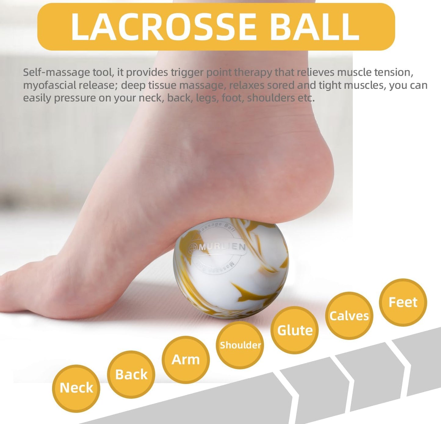 Massage Ball, Lacrosse Ball for Trigger Point Therapy | Deep Tissue, Myofascial Release, Sore Muscle Relief Massager for Neck, Shoulder, Back, Foot or Muscle Tension