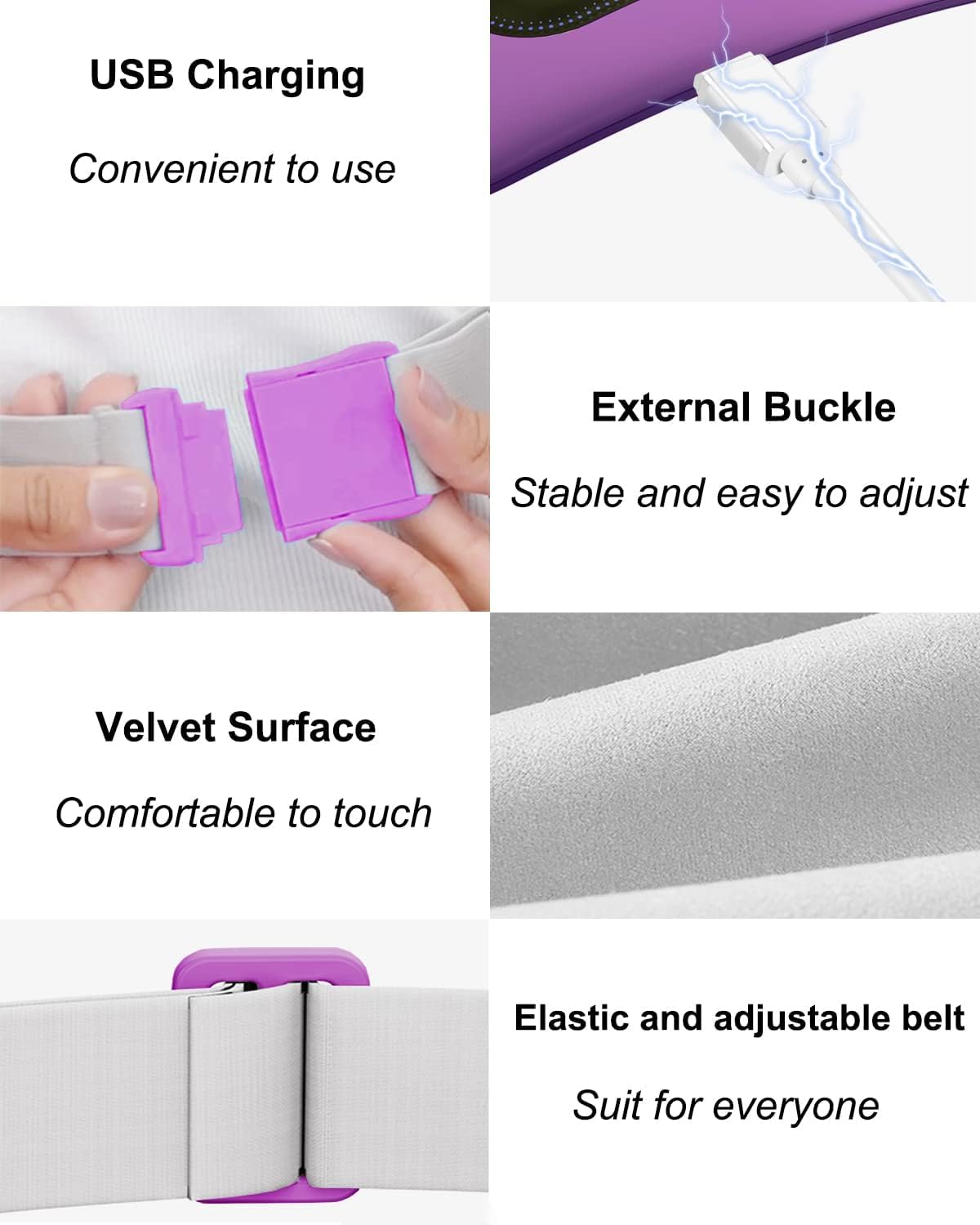 Portable Cordless Menstrual Heating Pad with 4 Heat Levels and 4 Massage Modes,Electric, Fast Large Heating Belly Wrap Belt (Black)