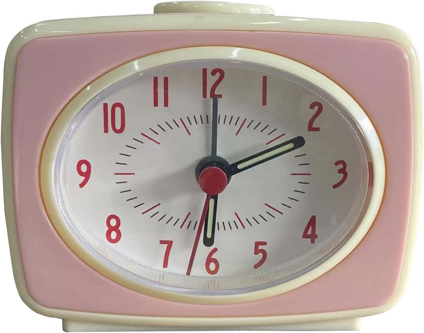 Red Small Alarm Clock Small Silent Quartz Movement Analogue Alarm Clock Vintage Classic Style Battery Powered