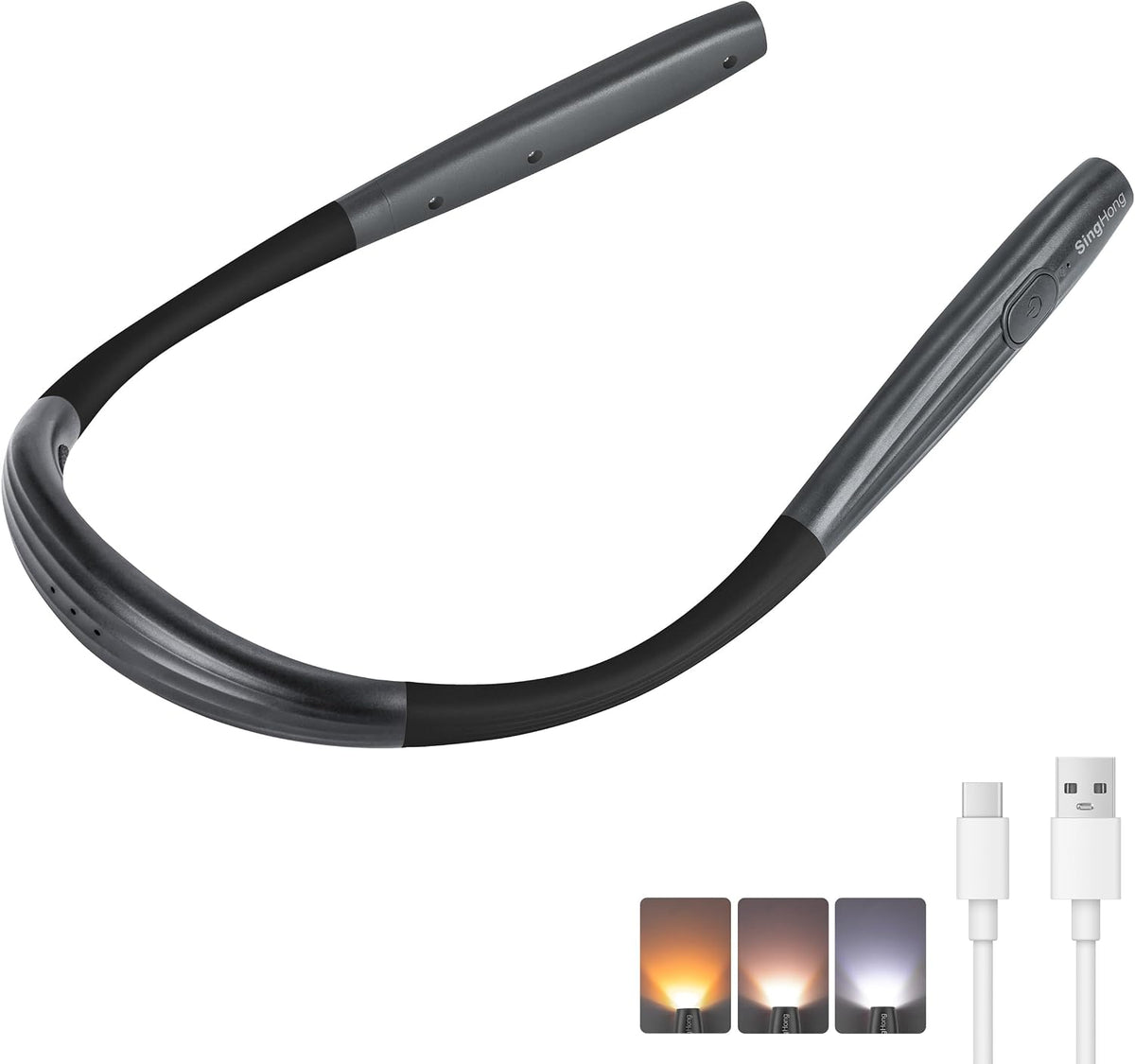 LED Neck Book Light Reading Lamp USB Rechargeable, Lighter Weight,Hands Free, Each 3 Colors with 3 Brightness, 80-hr Lasting Rechargeable Lamp,Perfect for Reading in Bed(Chesse Yellow).
