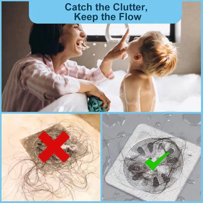 30 Pack Disposable Shower Drain Hair Catcher Mesh Stickers 4"x4" Strong Adhesive Mesh Covers for Bathroom, Kitchen & Laundry Waterproof Hair Trap Easy Apply & Remove