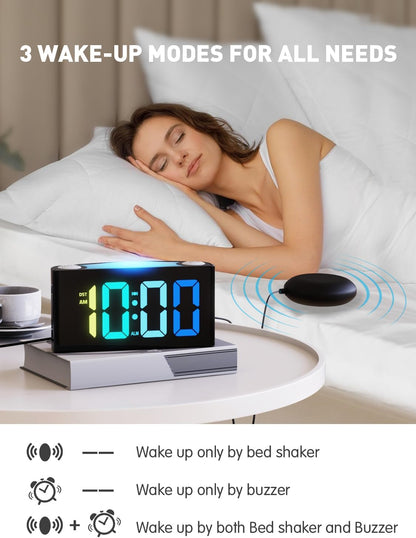 Vibrating Alarm Clock for Heavy Sleepers with Bed Shaker, 3 Wake-Up Modes