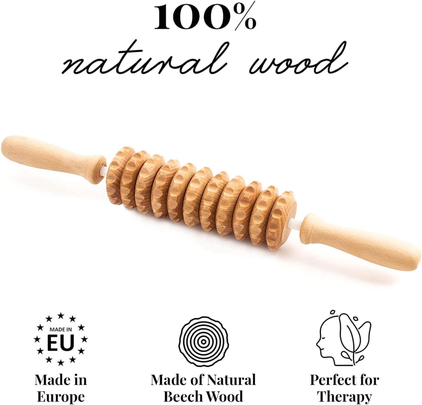 Tuuli Accessories - Flexi Wooden Massage Roller, Multi-Functional Body Roller for Cellulite, Muscle Tension and Skin Health Support, Natural Massager for Women and Men