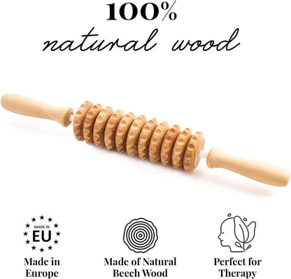 Tuuli Accessories - Flexi Wooden Massage Roller, Multi-Functional Body Roller for Cellulite, Muscle Tension and Skin Health Support, Natural Massager for Women and Men