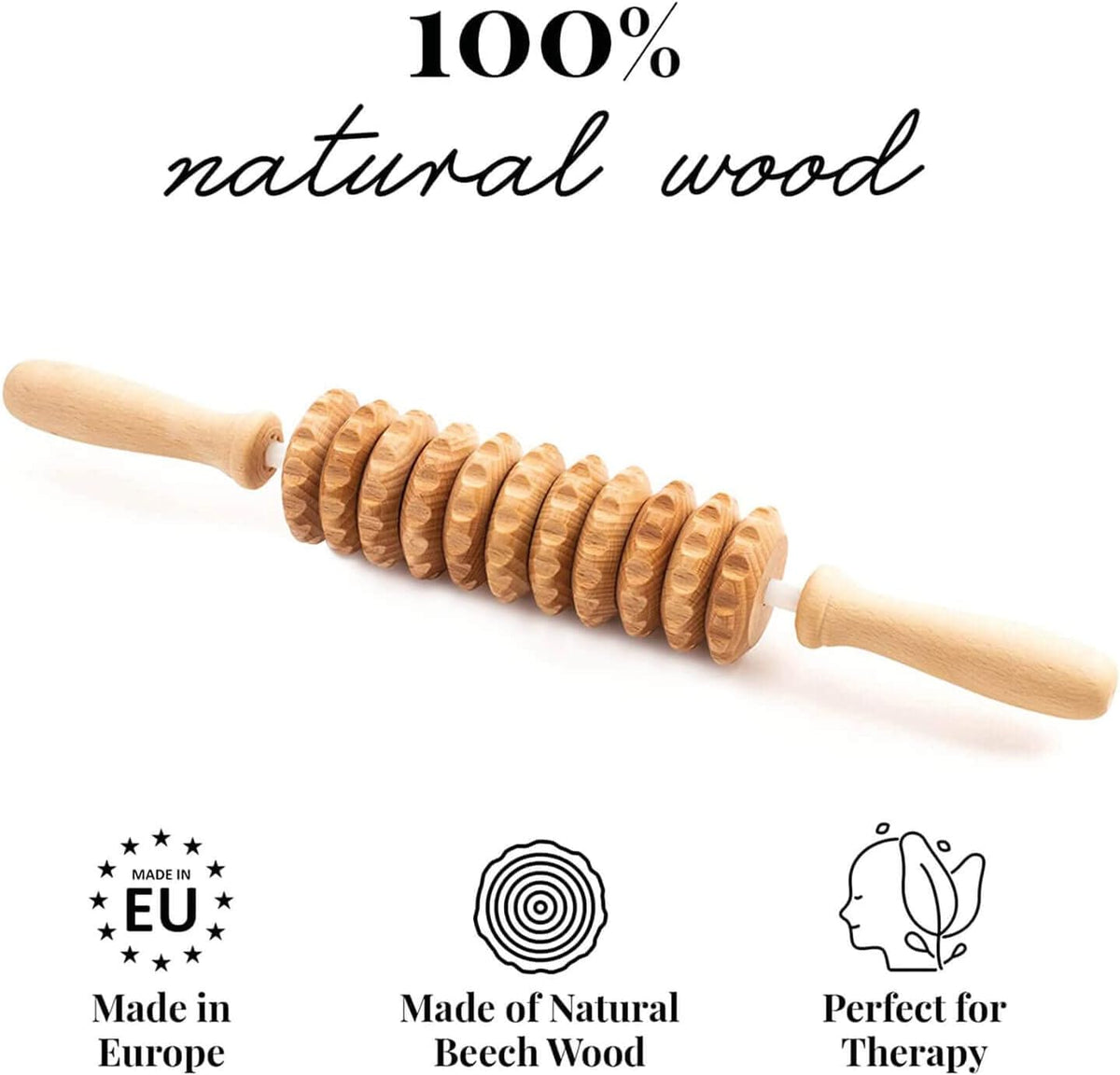 Tuuli Accessories - Flexi Wooden Massage Roller, Multi-Functional Body Roller for Cellulite, Muscle Tension and Skin Health Support, Natural Massager for Women and Men