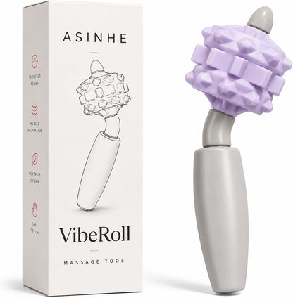 VibeRoll Massage Tool, Trigger Point Muscle Roller for Deep Tissue Relaxation, Portable Handheld Recovery Tool for Neck, Shoulders, Legs, Arms & Feet