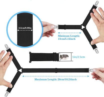 RZJZGZ 4Pcs Bed Fitted Sheet Straps Clips Adjustable Crisscross Sheets Clip