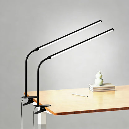 2 Pack LED Desk Lamp with Clamp,Eye-Friendly Clip on Lights for Home Office Study Reading,3 Modes 10 Brightness,Long Flexible Goose-Neck,Swing Arm Architect Task Table Lamps USB Usage