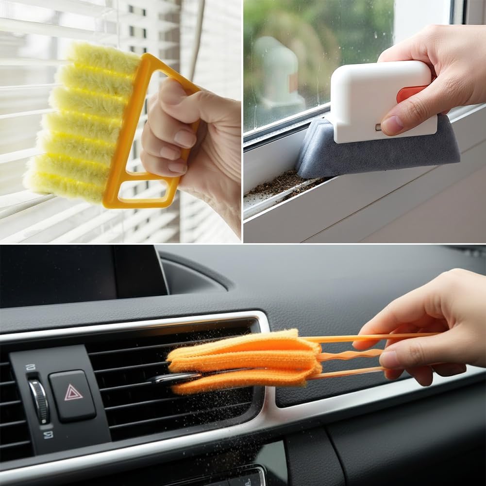 5Pcs Window Blind Cleaning Set, Washable 7 Fingers Duster Brush | Dusting Cleaner Tool, Blinds Air Conditioner Keyboard Fan Duster Dirt Housekeeping Tool
