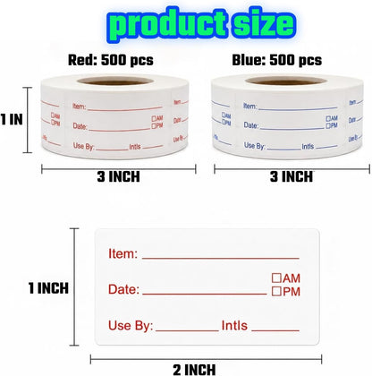 1000 PCS Food Labels for Food Containers with Wooden Holder | Keep food fresh and organized with easy to read labels for dates contents meal prep and freezer or pantry storage