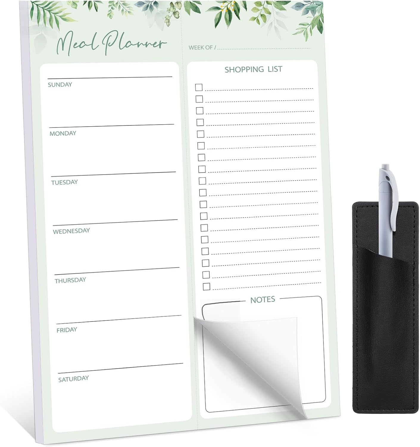 Thboxes 60 Sheets Magnetic Weekly Meal Planner for Fridge, Grocery List Pad | Tear-Off Shopping List, 7x10 In, Flower Design, Full Backing Grip, for Meal Prep, Kitchen, Families, Parents, Home Office