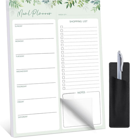 Thboxes 60 Sheets Magnetic Weekly Meal Planner for Fridge, Grocery List Pad | Tear-Off Shopping List, 7x10 In, Flower Design, Full Backing Grip, for Meal Prep, Kitchen, Families, Parents, Home Office