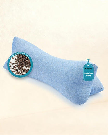 Buckwheat Cervical Neck Roll Pillow, Adjustable Firm Support for Neck Pain Relief, 15.7x6 Inch Buckwheat Hull Pillow for Back Side Sleepers